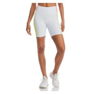 AQUA ATHLETIC Womens White Pocketed Medium Compression Bike High Waist Shorts XS